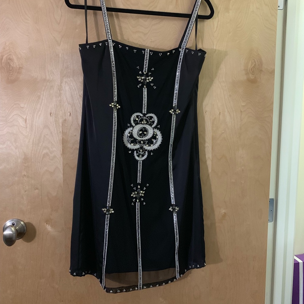 NWT Beautiful Black Beaded Slip Dress